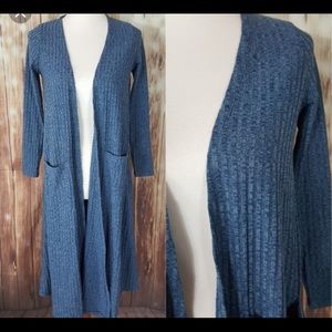 LLR Sarah Cardigan Ribbed Blue Heather